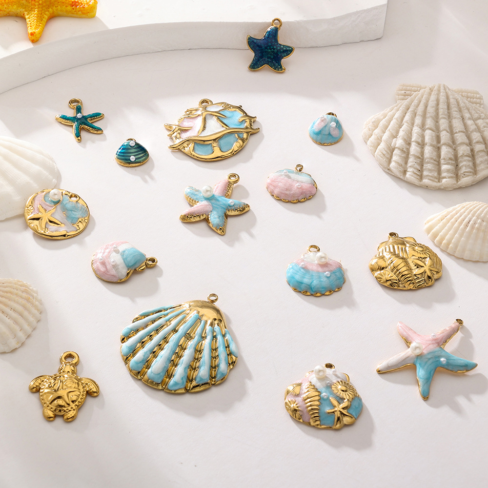 4g Weight Pendant Jewelry Making Type Charms Classification 1 Piece Quantity 304 Stainless Steel Material Shell Pattern All Seasons Season Polished Finish Plating Design Beach Style 1 Piece 304 Stainless Steel Shell Polished Pendant Charms 1