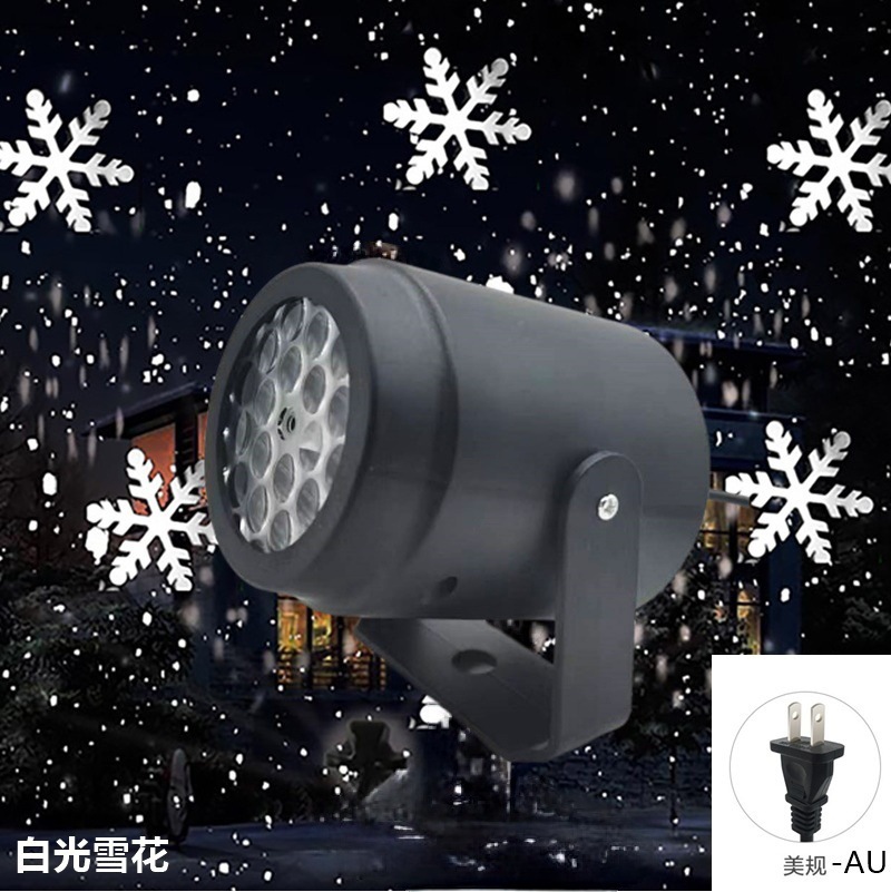 Mini proyector navideño con 16 patrones, copos de nieve y árbol de Navidad, lámpara decorativa giratoria