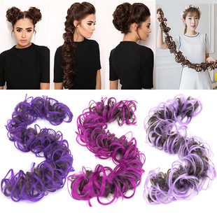 Foreign Trade Color Series Large Wrapping Hair Pack Hair Ring Curly Hair Caterpillar Wig Flower Bud Hair