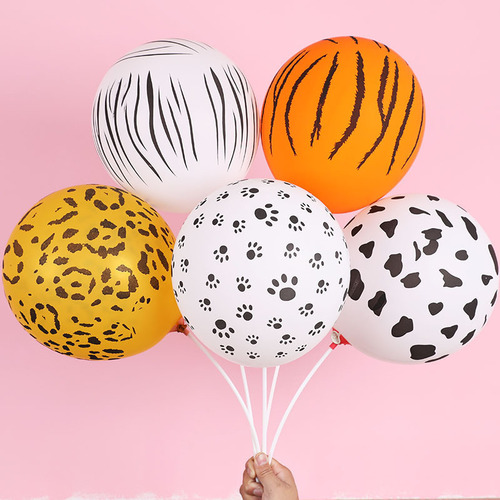 Cross-border ins forest style 12-inch striped animal print balloon animal cartoon leopard print cow flower balloon