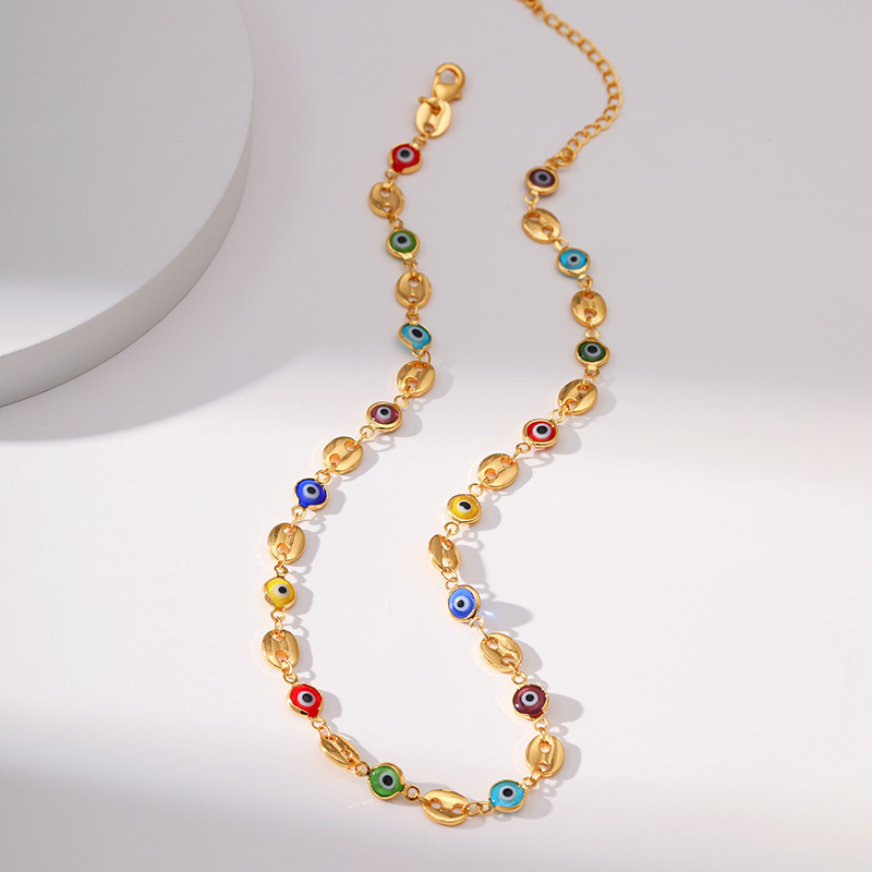 Cute Geometric Devilu0027S Eye Copper Gold Plated Zircon Necklace 1 Piece