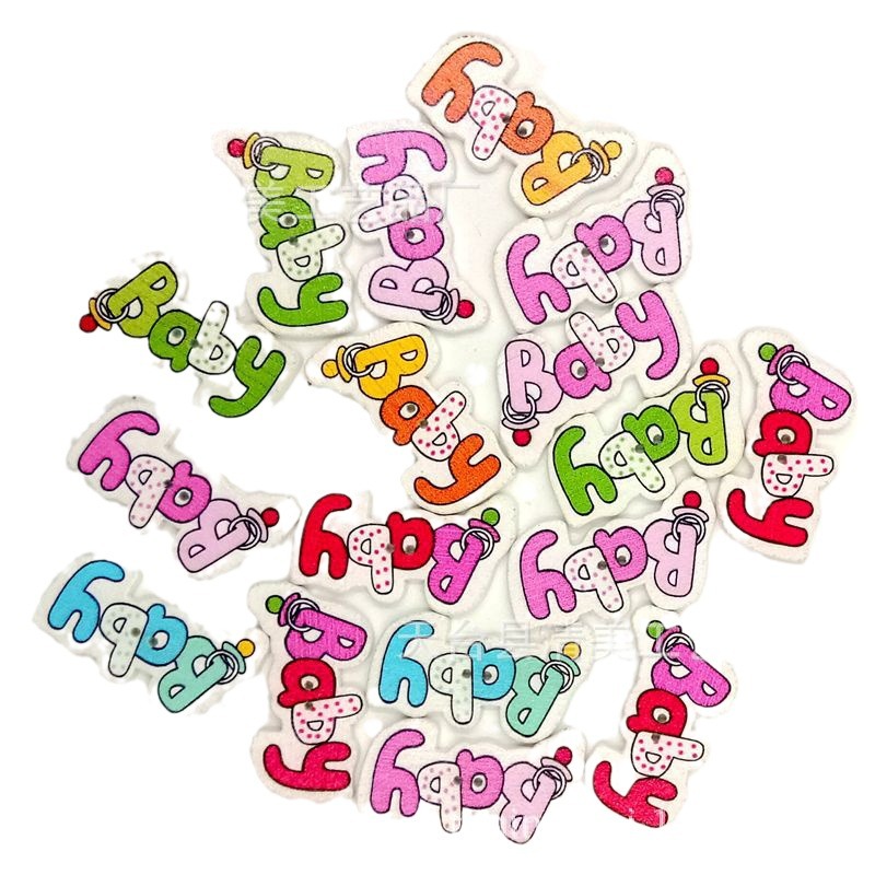 Botón de madera de bebé pintado de fondo blanco, especial de madera hecho a mano 50 piezas por paquete