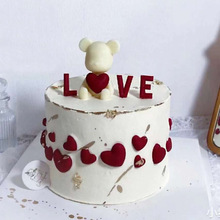 520情人节蛋糕烘焙装饰LOVE爱心小熊插件小红书同款节日装扮用品