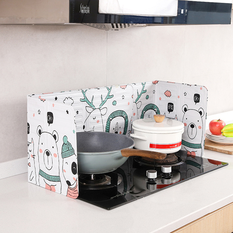 Folding Oil-Proof Household Stove High Temperature Splash-Proof Gas Stove Aluminum Foil Insulation Board Kitchen Cooking Oil-Proof Board