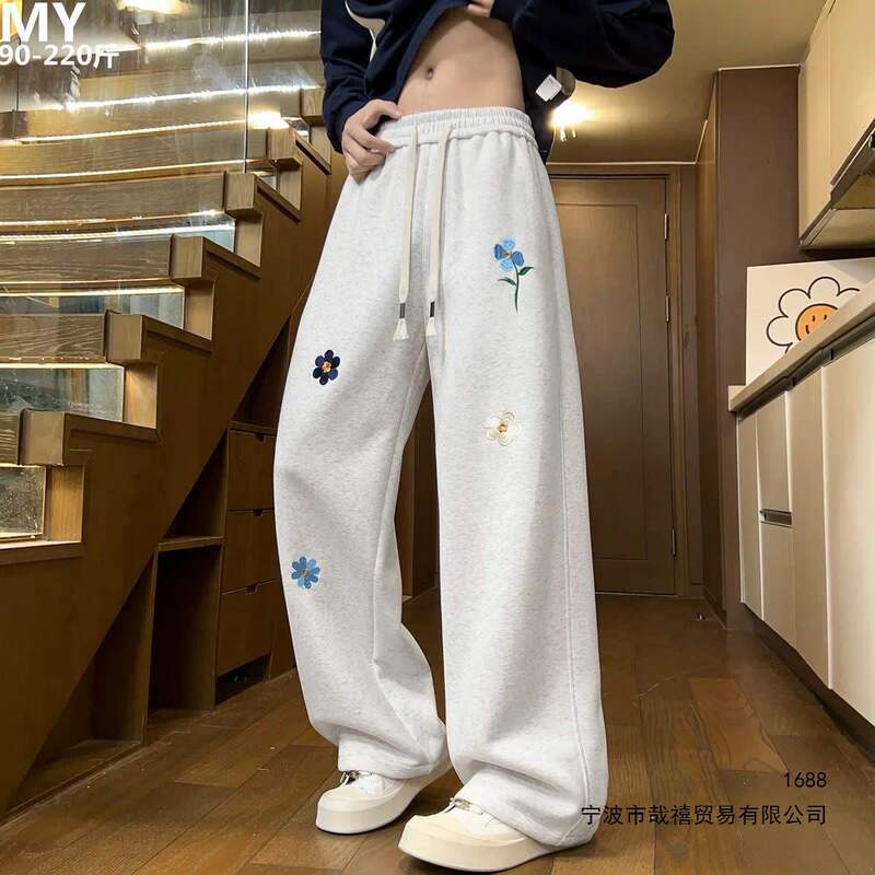2026 Fall/Winter New Floral Print Straight Sweatpants for Men, American Style Trendy Brand, Heavyweight Wide-Leg Casual Sports Trousers 2026 Fall/Winter New Floral Print Straight Sweatpants for Men, American Style Trendy Brand, Heavyweight Wide-Leg Casual Sports Trousers