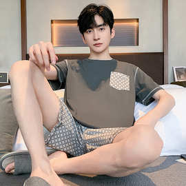 睡衣男士夏季短袖夏款纯棉薄款青少年可外穿夏天男款家居服套装