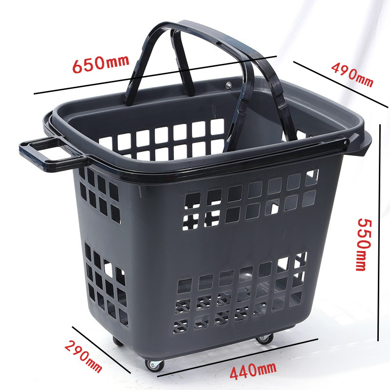 80L 초대형 4륜 트롤리 바구니 그레이