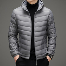 品牌轻薄款羽绒服男2025秋冬新款休闲连帽保暖防寒爸爸白鸭绒外套