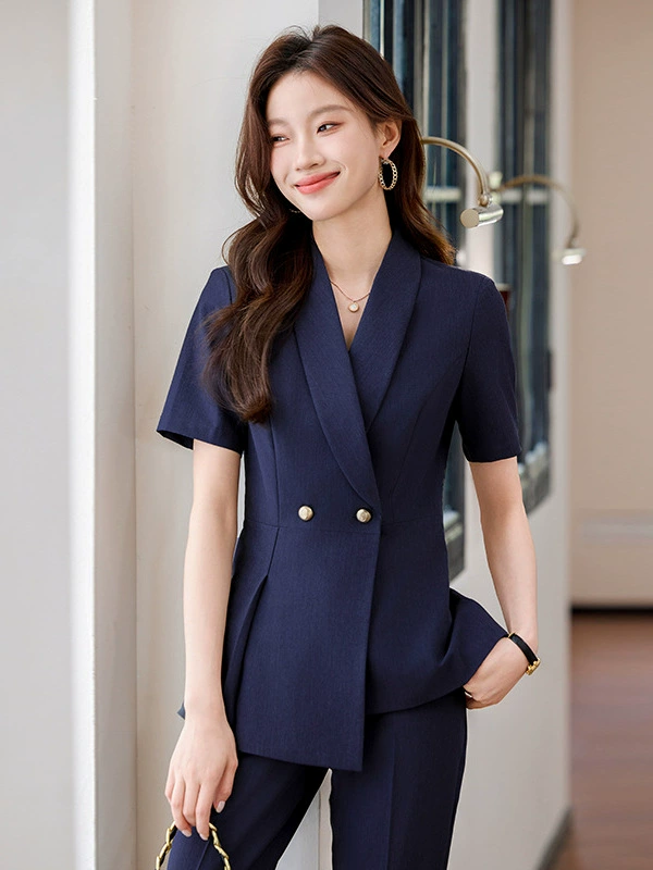 Fashionable classic suit jacket, set, with short sleeve