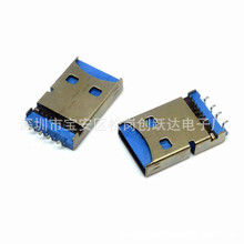 A公+TF卡座 短體18.8 二合一USB公頭 4P+8P/90度插件dip 藍膠鐵殼