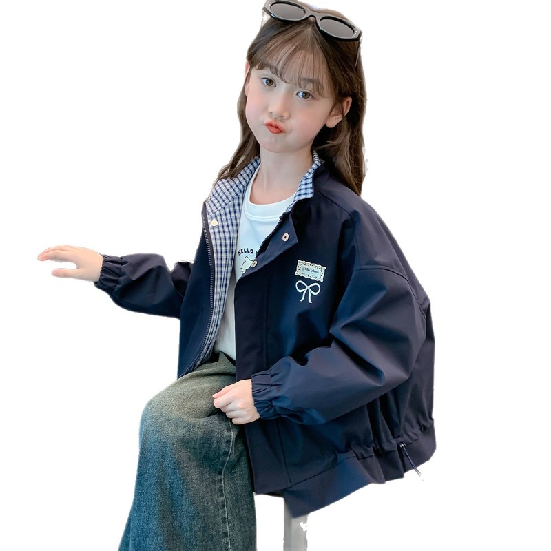 女童外套早秋装2025新款洋气春秋小女孩儿童冲锋衣秋季上衣双面穿|undefined