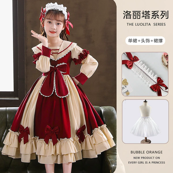 Red color skirt+hair accessories+skirt