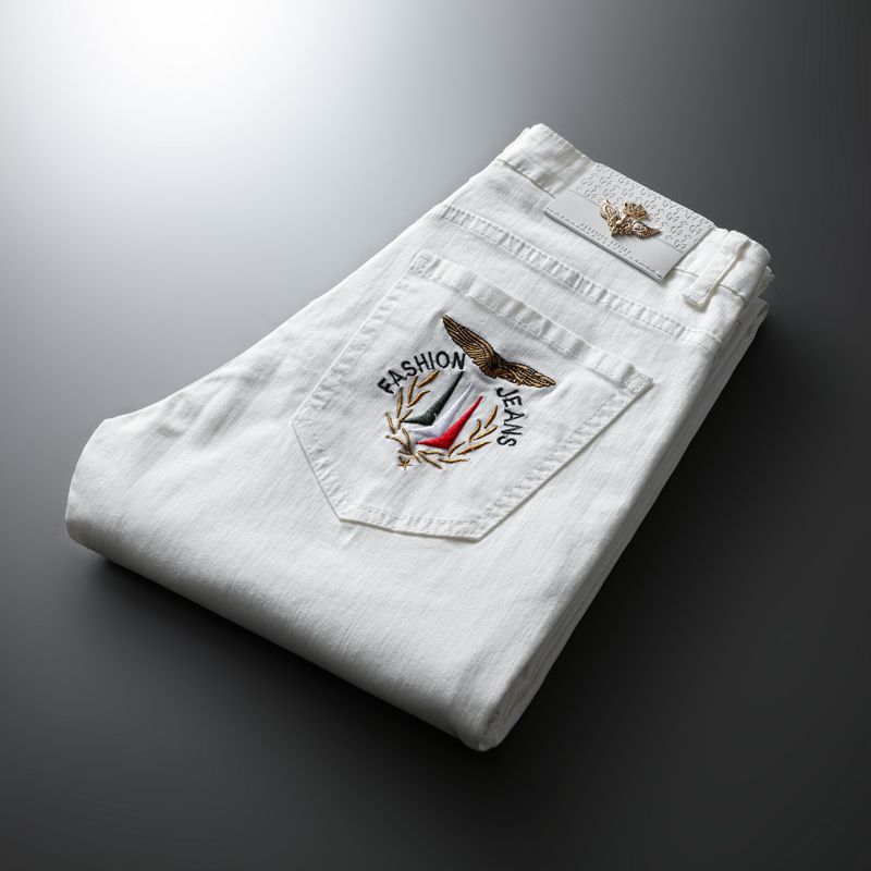 Men's High Quality Non fading and Non pilling Elastic Silk Cotton Jeans Men's Autumn Comfortable Slim Fit Small Feet_voghion.com