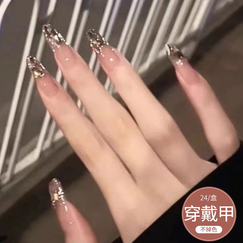 D227 New wear nail nail nail piece wholesale Twilight detachable nail patch waterproof white long