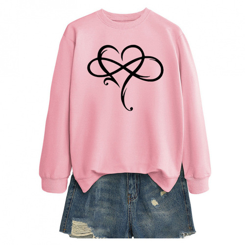 Independent station Valentine's Day women's retro fashion heart-shaped painting print long-sleeve casual comfortable crew neck sweatshirt