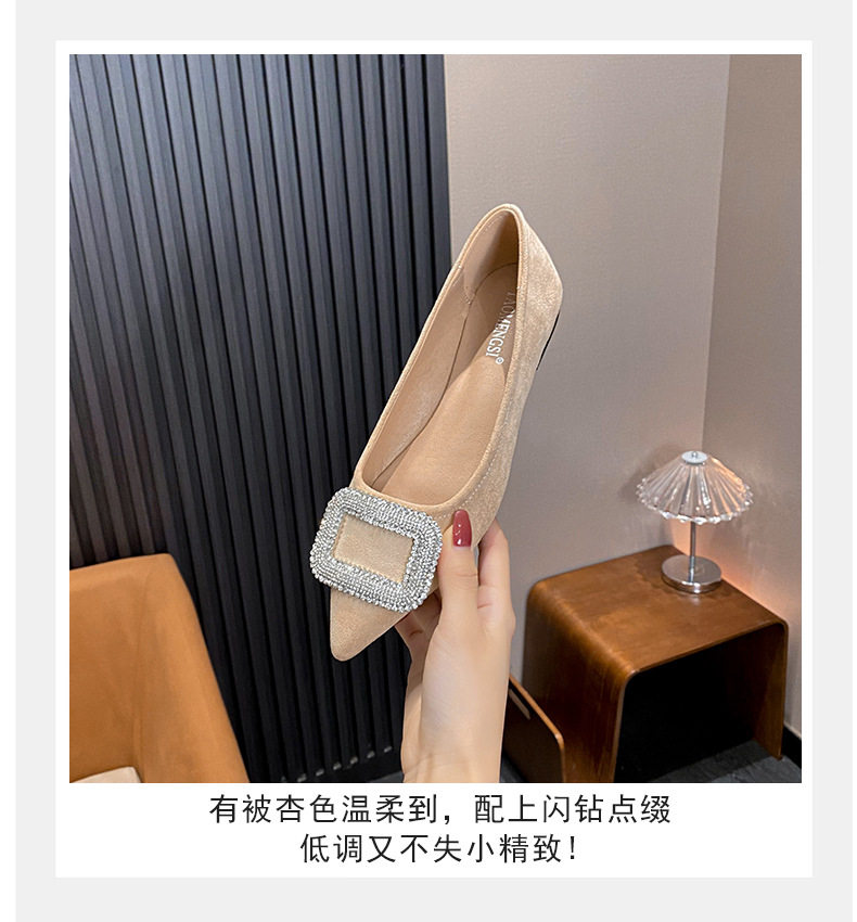 Giày búp bê nữ mũi nhọn đính đá lấp lánh gót thấp 1–3 cm — Màu bạc, Màu mơ, Màu đen chi tiết 13