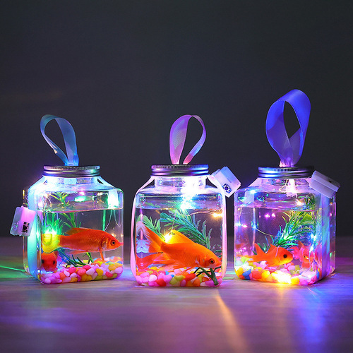 New Internet celebrity luminous can fish children's flash small fish can park night market street stall hot selling toys wholesale