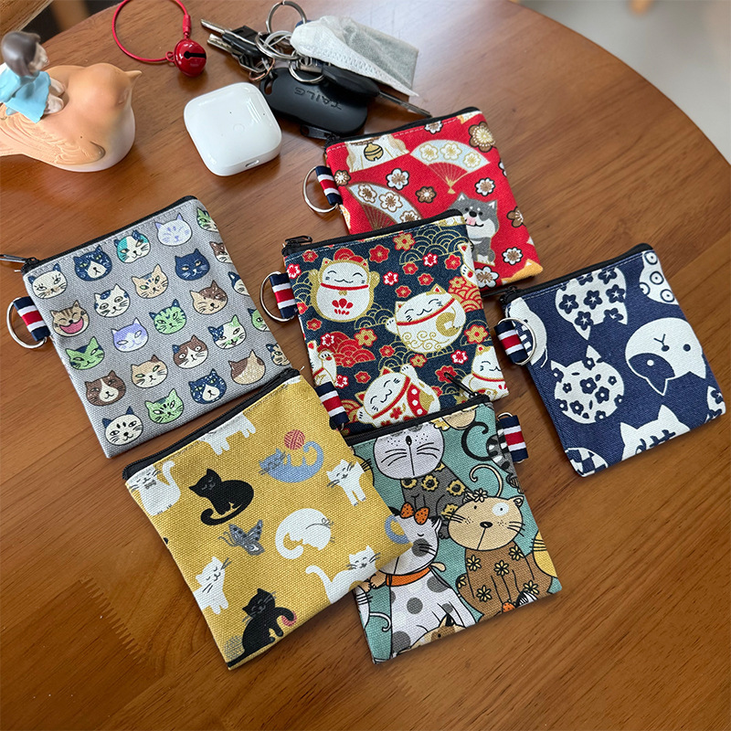 Cartoon Cute Canvas Bag Key Bag Zipper Coin Bag Student Sanitary Cotton Storage Bag Cute Cartoon Cartoon Cute Canvas Bag Key Bag Zipper Coin Bag Student Sanitary Cotton Storage Bag Cute Cartoon