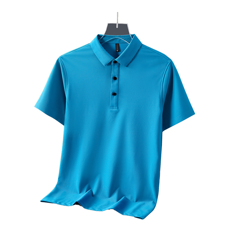 Camisa elástica de brocado de amoníaco cuello de secado rápido succión de sudor de verano ropa de trabajo de manga corta camisa polo personalizada