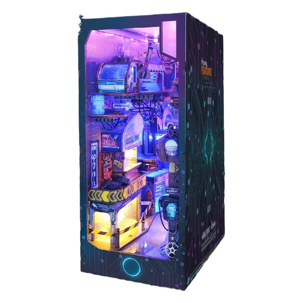 Libro nook ballena vacía varita mágica cabaña de bricolaje 3d montaje tridimensional luz nocturna libro de madera rompecabezas modelo de construcción