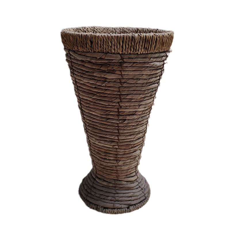 Florero de Paja Tejida Hecho a Mano en Forma de Taza para Decoración del Hogar