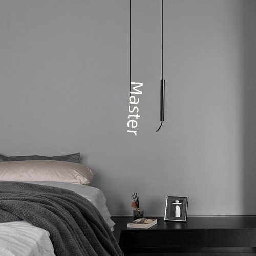 轻奢卧室床头吊灯北欧简约网红玻璃小吊灯书房设计师线条装饰吊灯