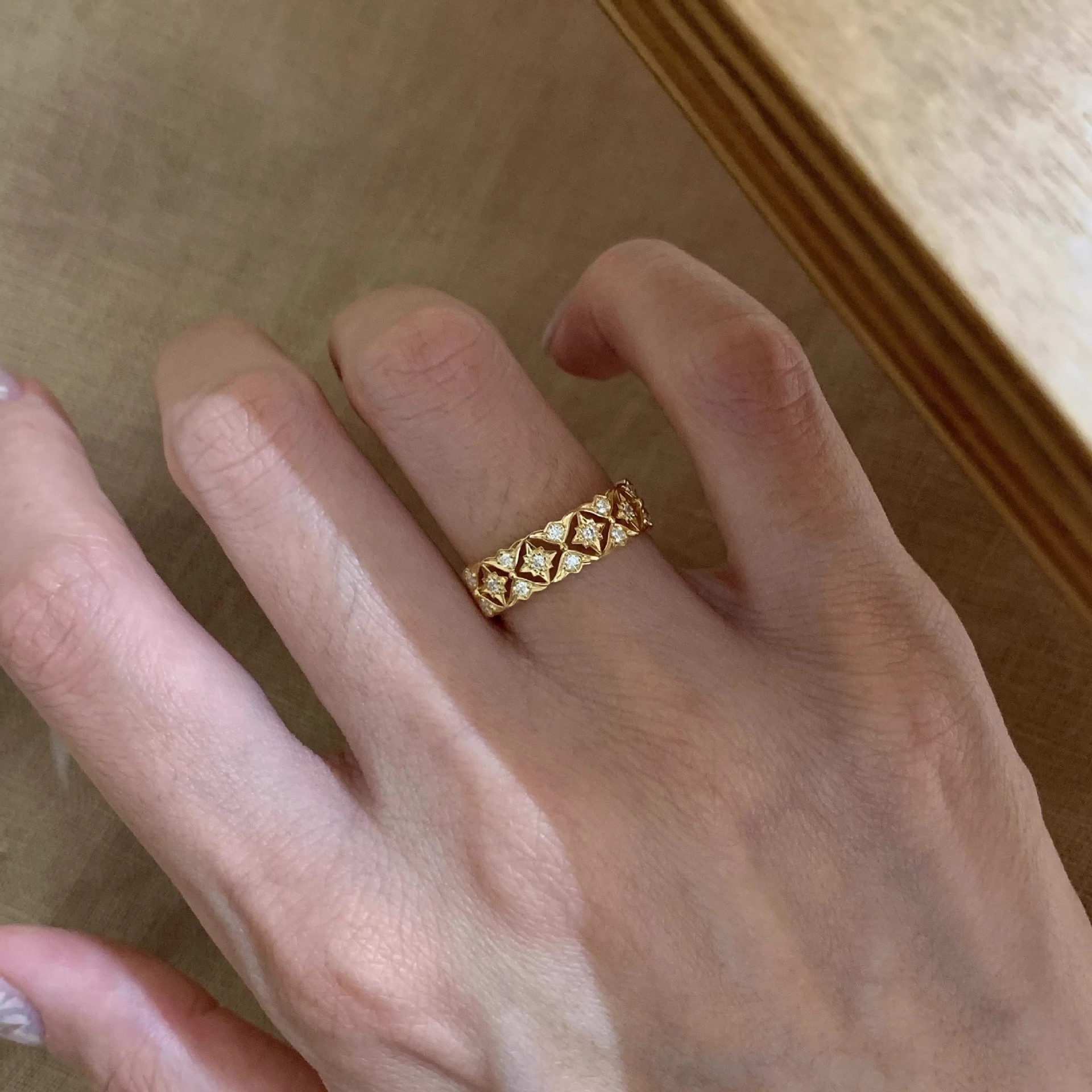 Vintage Star Crystal Adjustable Ring