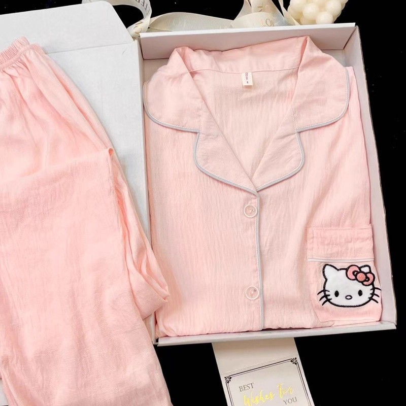 Pijamas de primavera y otoño al por mayor transfronterizos de estrellas y luna dulces pantalones cardigans de manga larga se pueden usar con un conjunto de ropa de casa