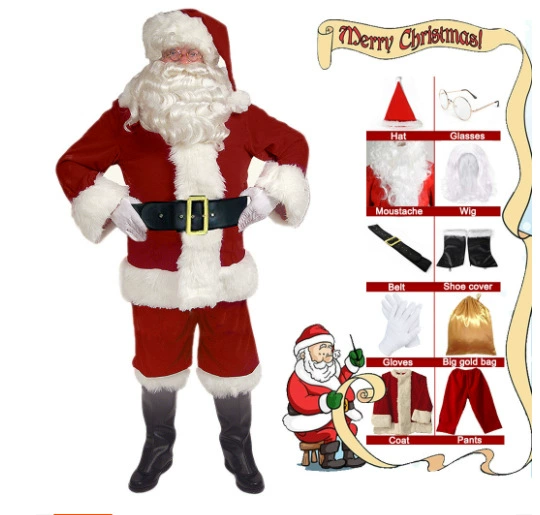 Трансграничные поставки рождественской одежды высокого класса одежда Санта-Клауса Amazon Рождественская бархатная одежда Санта-Клауса