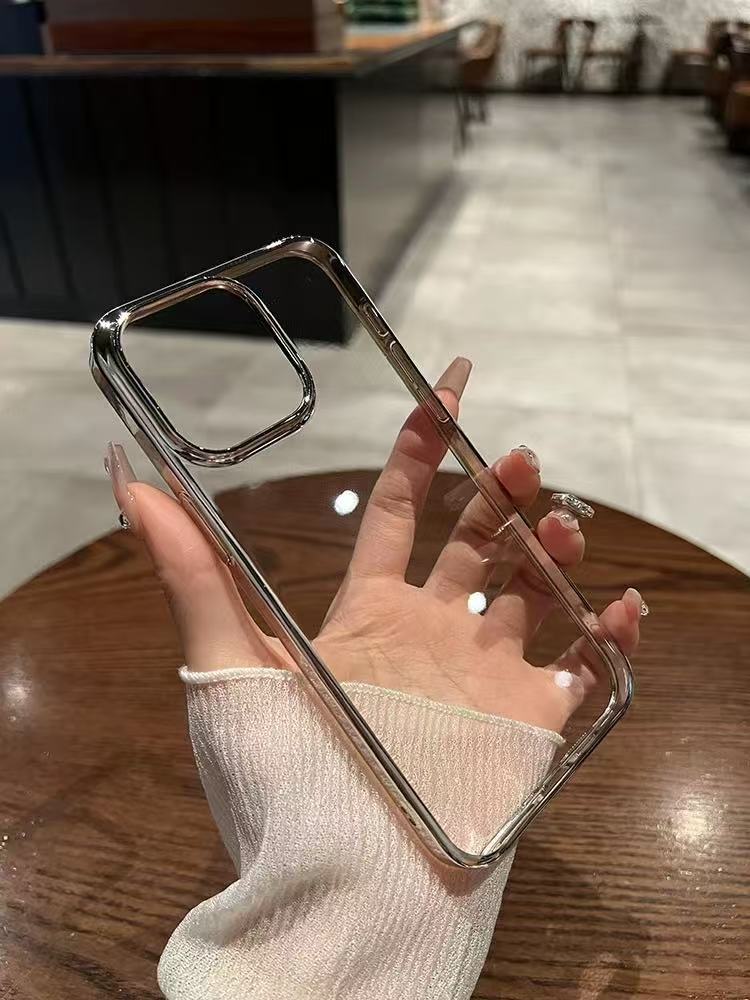 Marco de color sólido simple y transparente para funda para teléfono iphone16ProMax 14/13 Apple 15Pro Advanced Sense