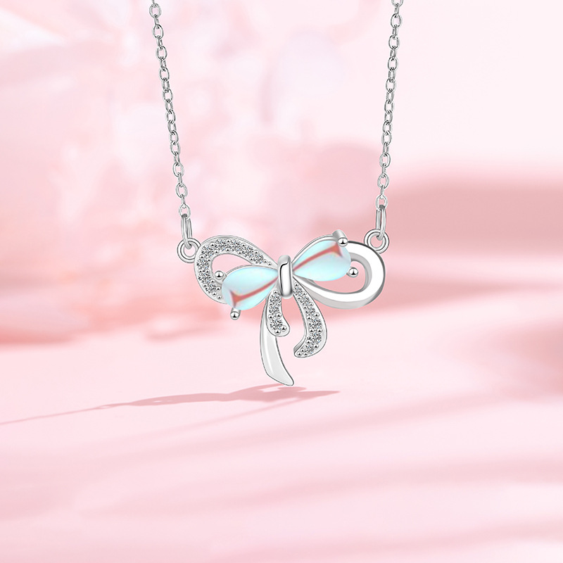 Collana con fiocco per donna, regalo di gioielli con ciondolo con fiocco alla moda per donne e ragazze_voghion.com