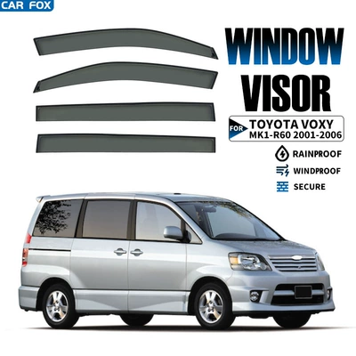 Suitable for Toyota Voxy Window Visor, Car Window Rain Shield, Sun Visor, Rain Eyebrow (Rain shield) - cross-border-precision-hit-without-logo-toyota-voxy-voxy-mk1-r60-2001-2006-no-bright-strips-rain-shield-corner-protection-packaging