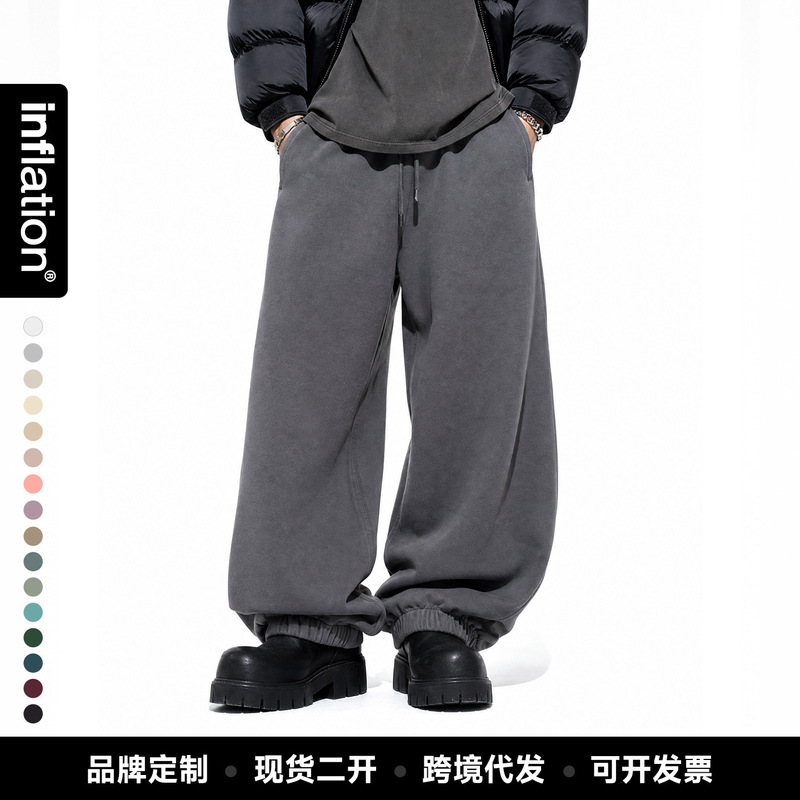 Jie Zhan Men's Clothing | 350g Heavyweight Fleece-Lined Jogger Pants in 10 Colors, New Winter 26 Model, Trendy American-Style Casual Trousers.