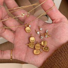 S925纯银拉丝小方糖项链女款复古中古风轻奢小众设计小红书锁骨链