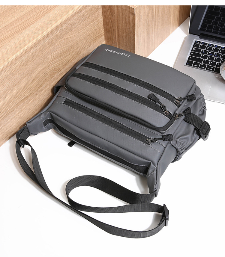 Cross-border men's crossbody bag, PU large-capacity messenger bag, Japanese-style simple functional single-shoulder bag, fashionable and versatile casual bag undefined
