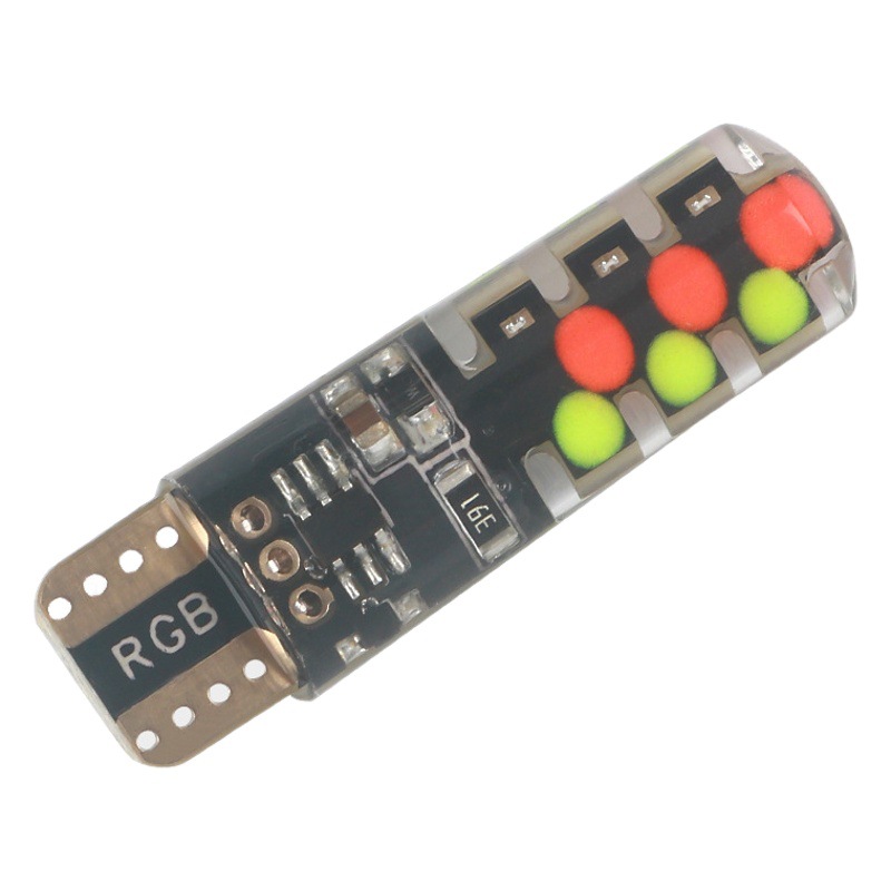 Modificación del coche LED colorido T10 RGB COB ancho luz de flash de luz múltiples modos de conducción de automóviles bombilla
