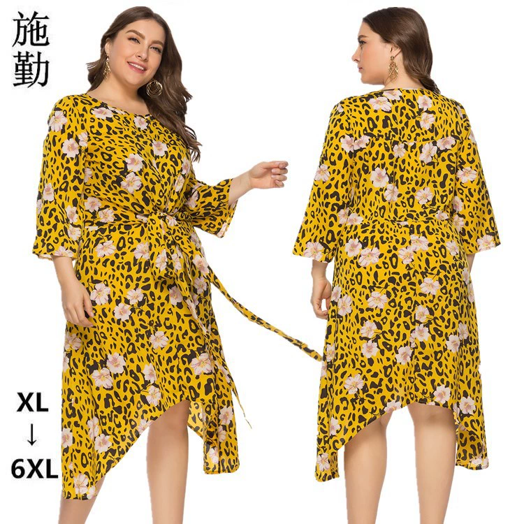 Новое пляжное платье с круглым вырезом и завязками, асимметричная длинная юбка для женщин больших размеров (европейский и американский стиль), оптом SQ0114