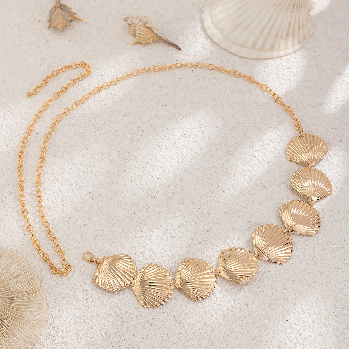 47g Weight Waist Chain Classification 1 Piece Quantity Holiday, Beach Occasion Iron Material Scallop Pattern Summer, Spring Season Women's Gender Casual, Vacation Style Wholesale Jewelry Casual Vacation Scallop Iron Waist Chain 3