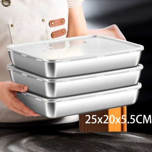 Stainless steel square box square crisper refrigerator storage box with lid sealed leakproof sample retention box lunch box