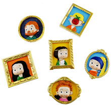 仿真可爱Q版名画冰箱贴3D立体树脂梵高丽莎珍珠少女家居磁贴