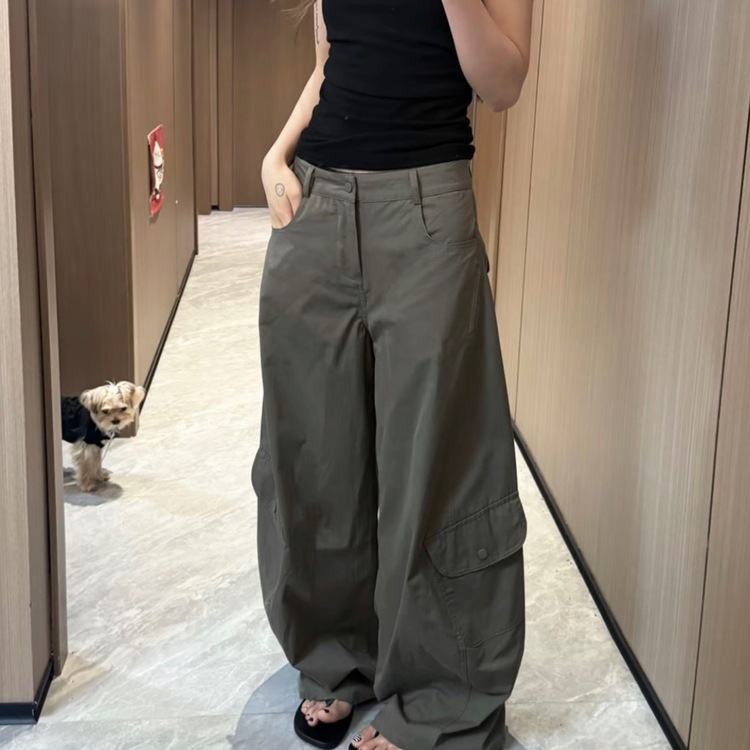 多财多亿的徐小小时尚潮流白色工装裤女夏季美式辣妹休闲裤宽松