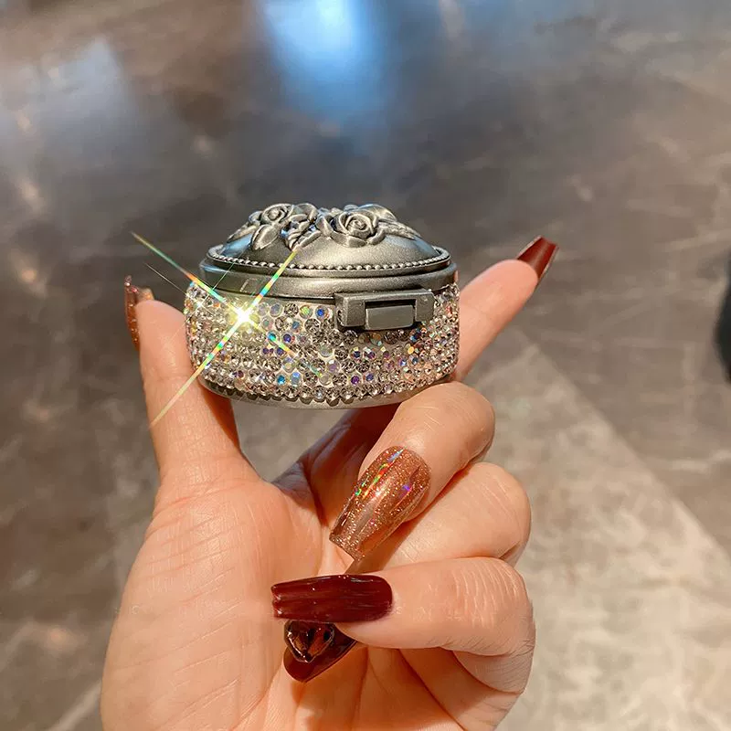 Металлическая шкатулка для украшений с инкрустацией бриллиантами, антиоксидантная, бархатная, для хранения серег, горячая распродажа, прямые поставки с завода