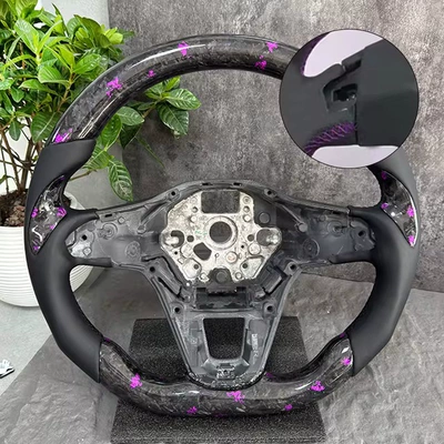 Customized Modified Volkswagen Passat 2020-2021 Purple Forged Carbon Fiber Steering Wheel (Steering wheel) - with-holes
