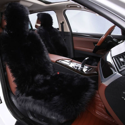 Seat cushion, seat cover, Warm Seat Cover Thickeneded Car Cushion - imitation-wool-black-car-alone