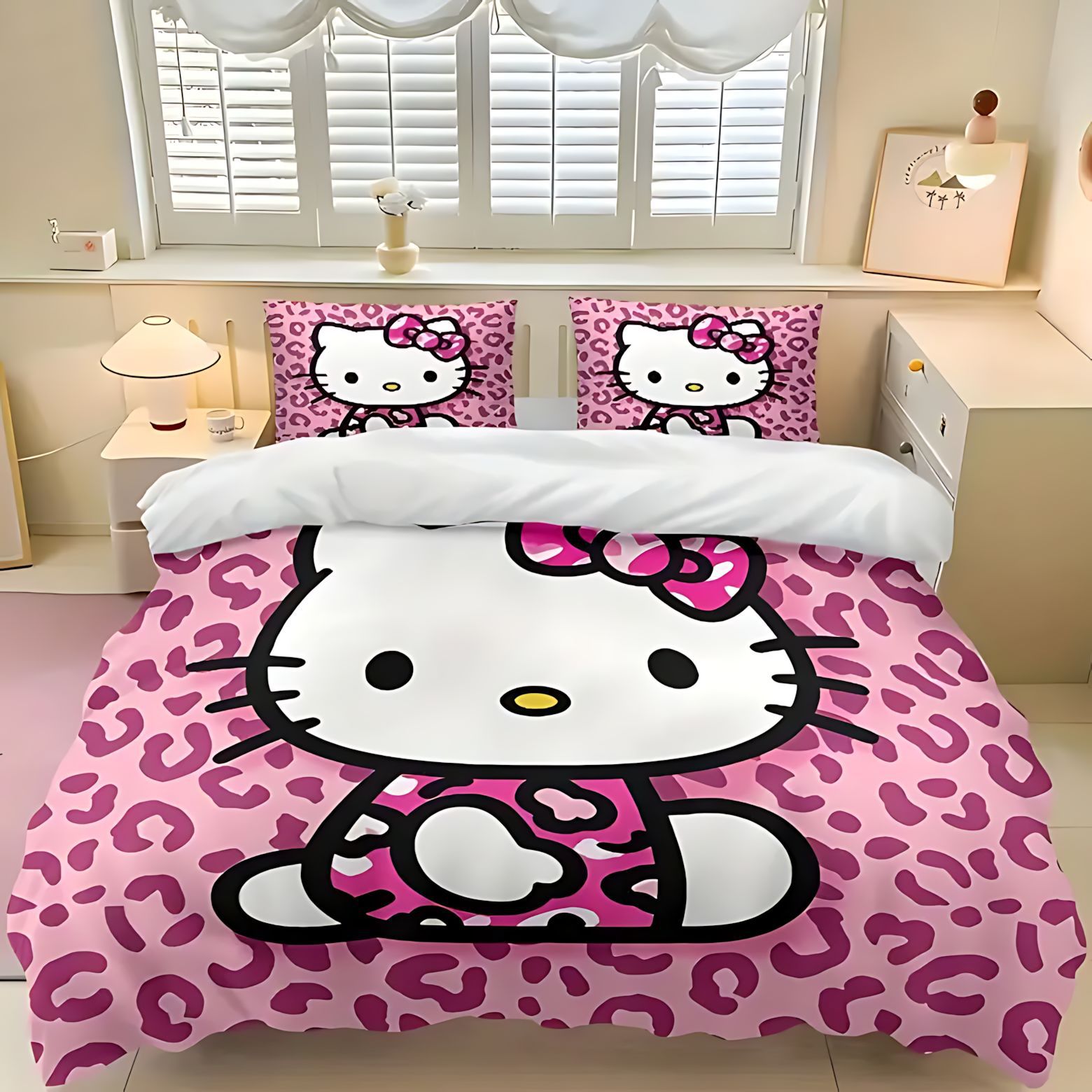 TEMU / JITHELLO KITTY Serie temática de Kitty Kit de edredón de impresión digital 3D universal para todas las estaciones