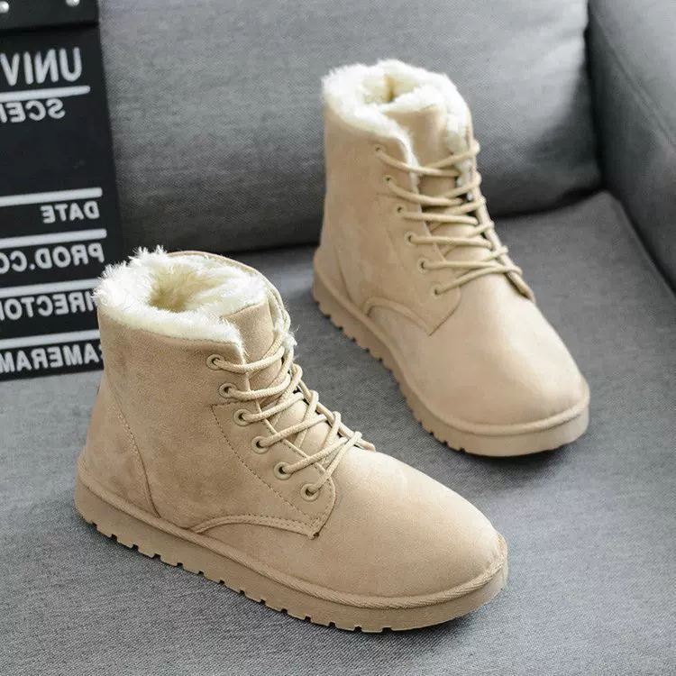 Cotton shoes plus velvet and thickened large size women's 2025 winter new style warm, comfortable and casual cross-border cotton boots short-tube women's shoes