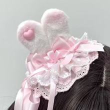 可爱蝴蝶结甜美少女耳朵发夹软妹公主风精致发饰粉色系蕾丝时尚