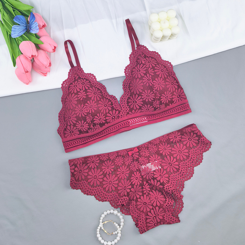 Bra de encaje envuelto en el pecho, ropa interior de mujer profunda, V-clapback bra, bra sin anillo de acero, cinturón transpirable, chaleco de pecho