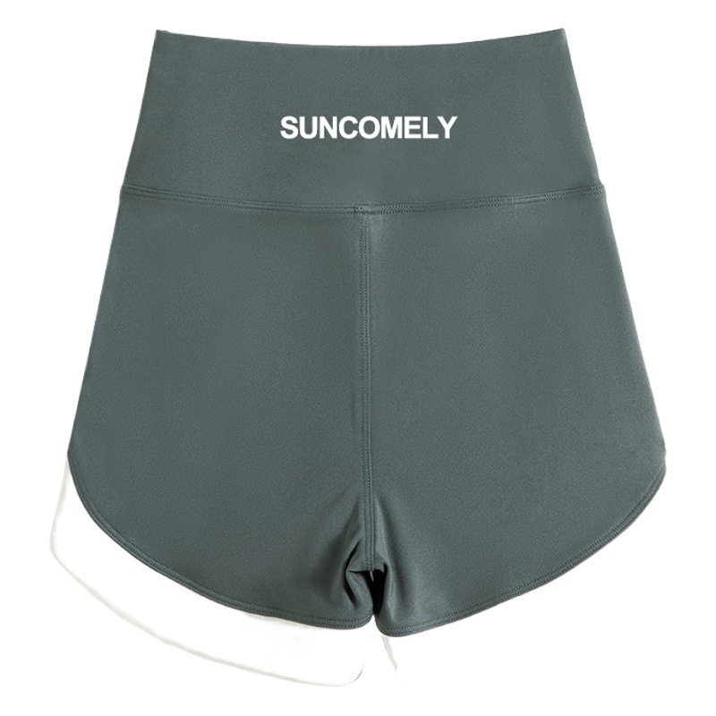Pantalones de tiburón de tres puntos, pantalones de yoga de levantamiento de cadera y abdomen, pantalones cortos deportivos de costura de contraste de cintura alta de verano, leggings de gran tamaño image 1