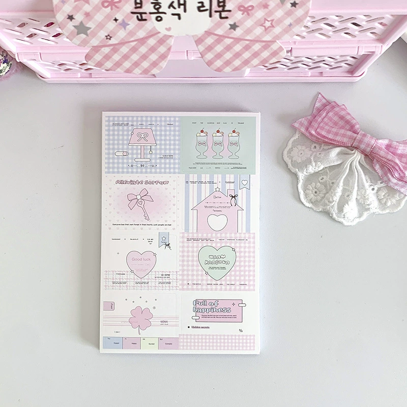 Mini Sealing Stickers, 3×4 cm Korean Cute Square Labels, Assorted Designs (8 pcs per sheet)